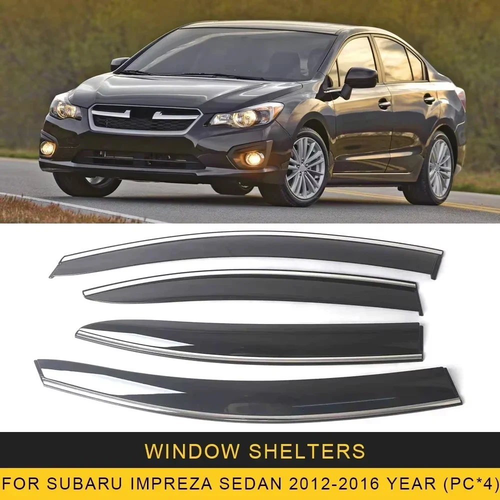 

Chrome Strips Rain Guards for Subaru Impreza Sedan 2012-2016 Window Visor Wind Deflectors Door Visor Vent Shades Ventvisor