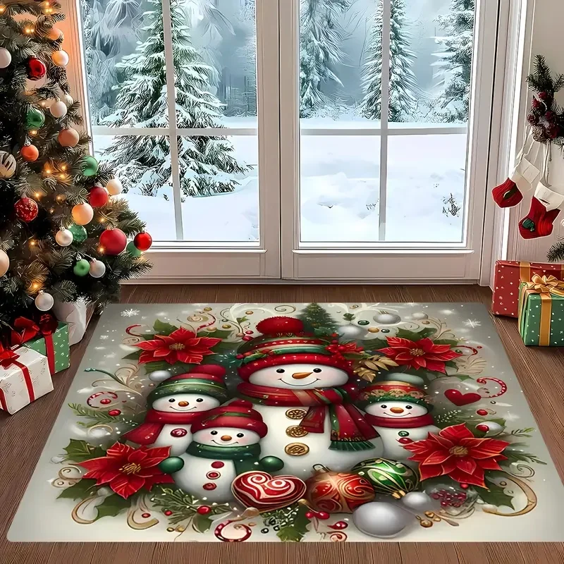 1pc Three Santa Claus Doormats Snowman Floor Mat Living Room Rug for Bedroom Welcome Mat Outdoor Rug Christmas Rug