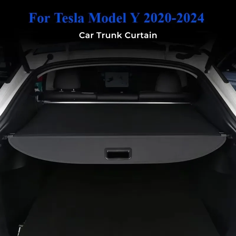 For Tesla Model Y Berlin Rear Trunk Cargo Cover Trunk Retractable Parcel Rack Waterproof Shield Privacy Cargo Cover Auto Parts