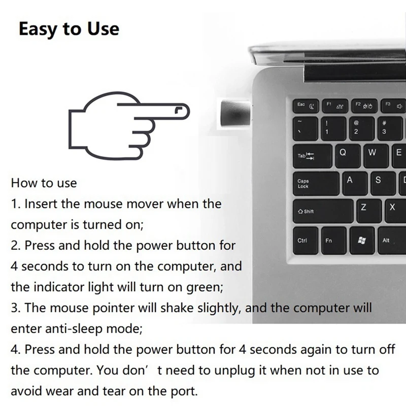 Type C Mouse Mover Jiggler Undetectable Automatic Mouse Mover 3 Jiggle Modes Driver-Free Keep Device For Laptop PC Awake