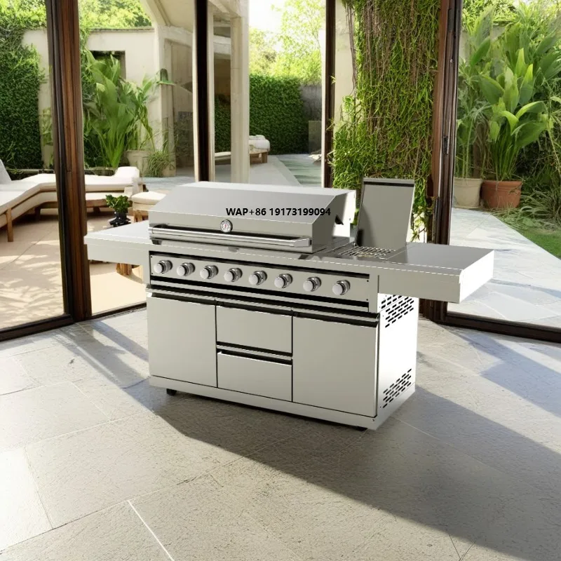 Stainless Steel Body Outdoor Use BBQ Barbecue Cooker Gas Outdoor Grill
