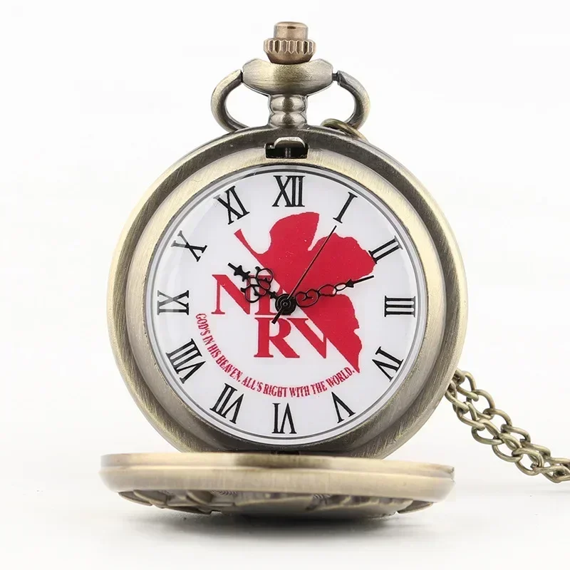 Neon Genesis Evangelion Eva Anime Peripheral Pocket Watch Necklace Kawaii Student Pendant Roman Pocket Watch Couple Models Gift