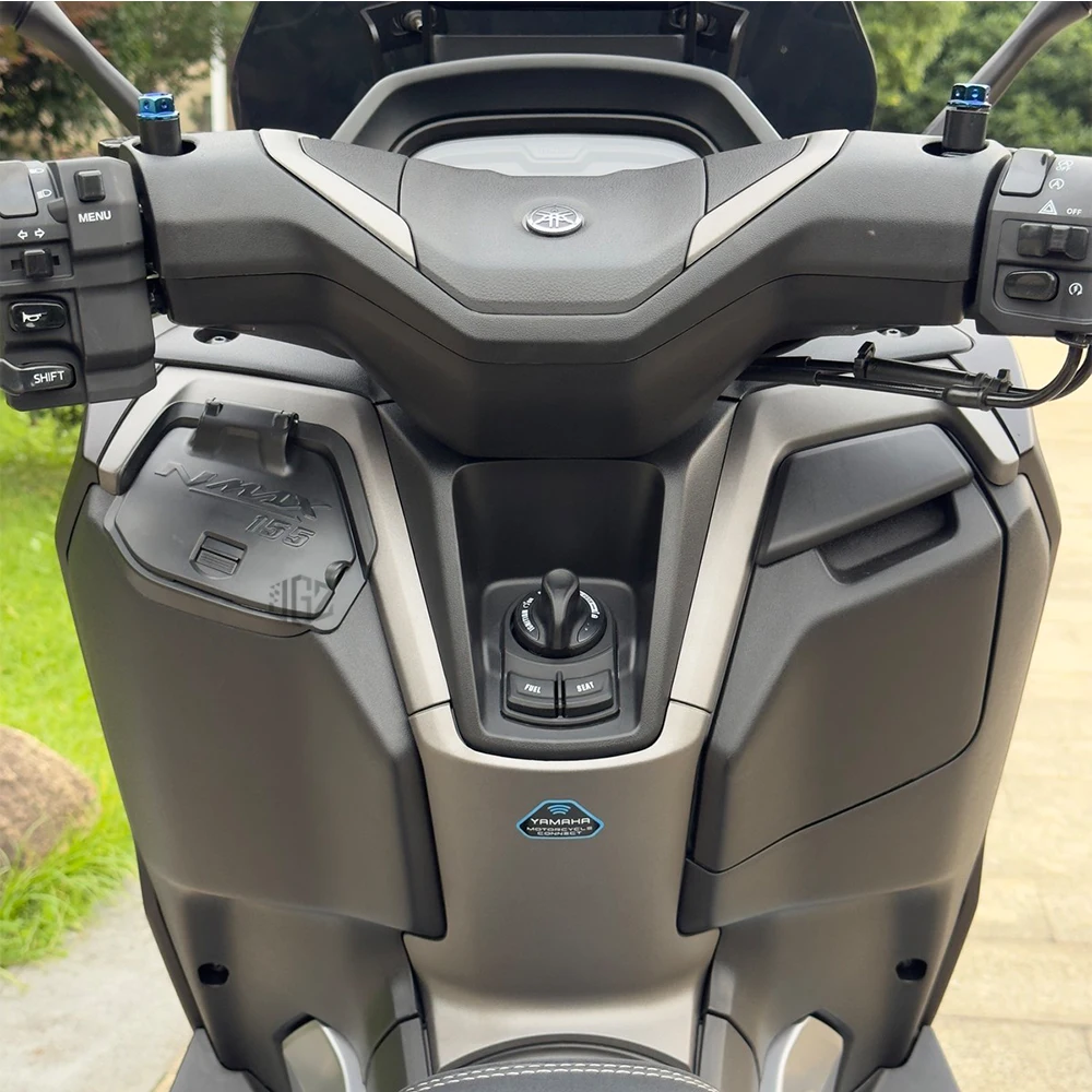 For YAMAHA NMAX155 V3 Turbo Motorcycle Left Side Storage Pocket Cover with Hook ABS Toolbox Cap Waterproof