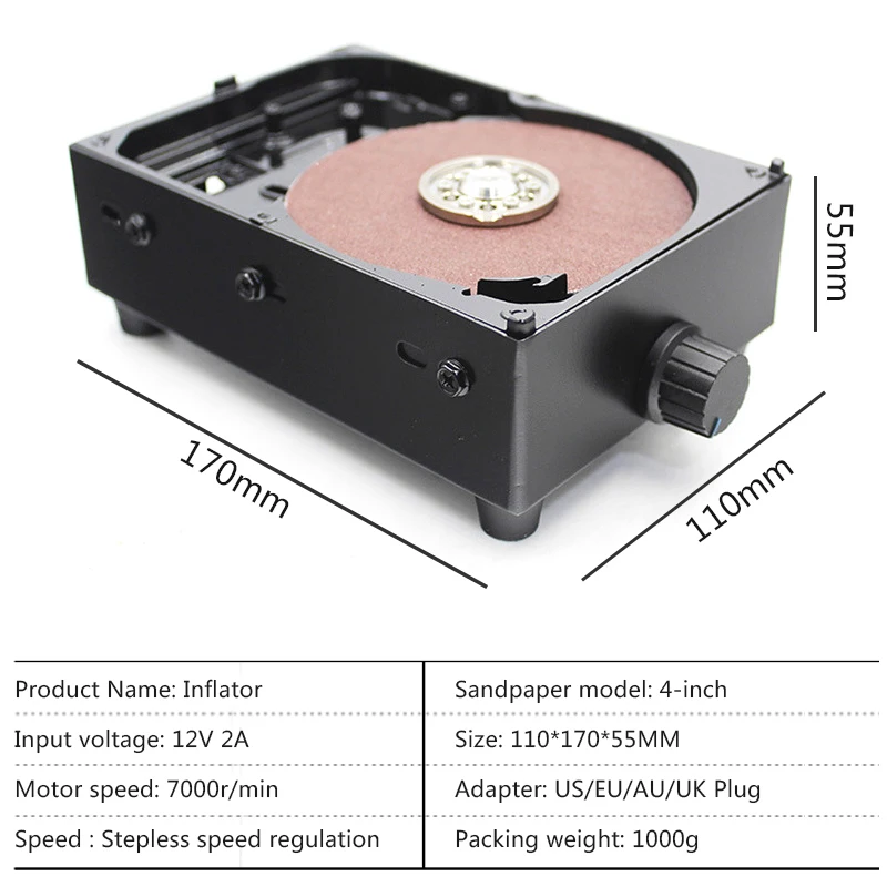 100W 110V/220V Mini Bench Disc Sander DIY Polishing Grinding Machine 7 Speed Grinder Electric Edge Sharpener 20/40PCS Sandpaper