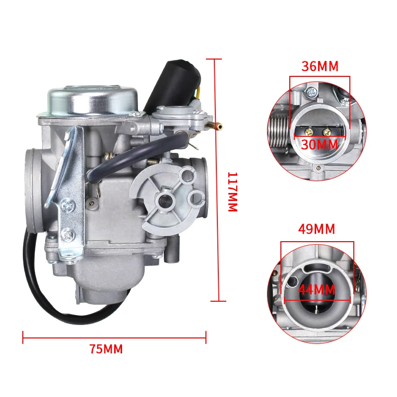 30ミリメートルキャブレター250ccためPD30J水冷スクーターatvクワッド172ミリメートルCF250 CH250 CN250らせんqlink通勤250 roketa MC54-250B