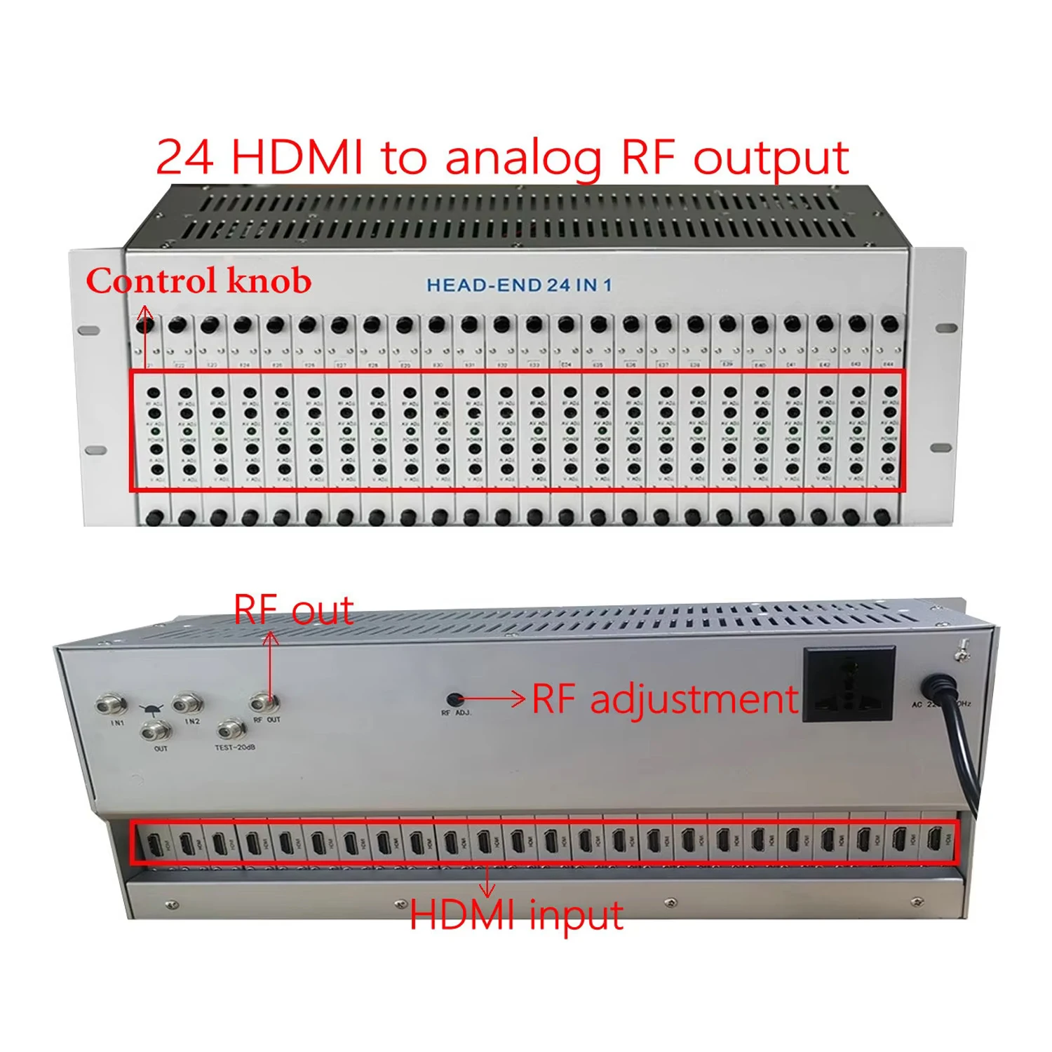 Analog Modulator HEAD‑END 16 IN 1 16/24CH AV‑to‑RF Agile Frequency Built‑in Combiner 4RU Rack‑mount For Hotel CATV System
