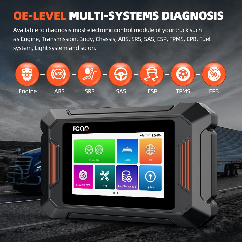 Fcar F802 Heavy Duty Truck Diesel Scanner D.PF Regen  Oil Reset All System Diesel Diagnostic Scan Tool for J1939 J1708 J1587