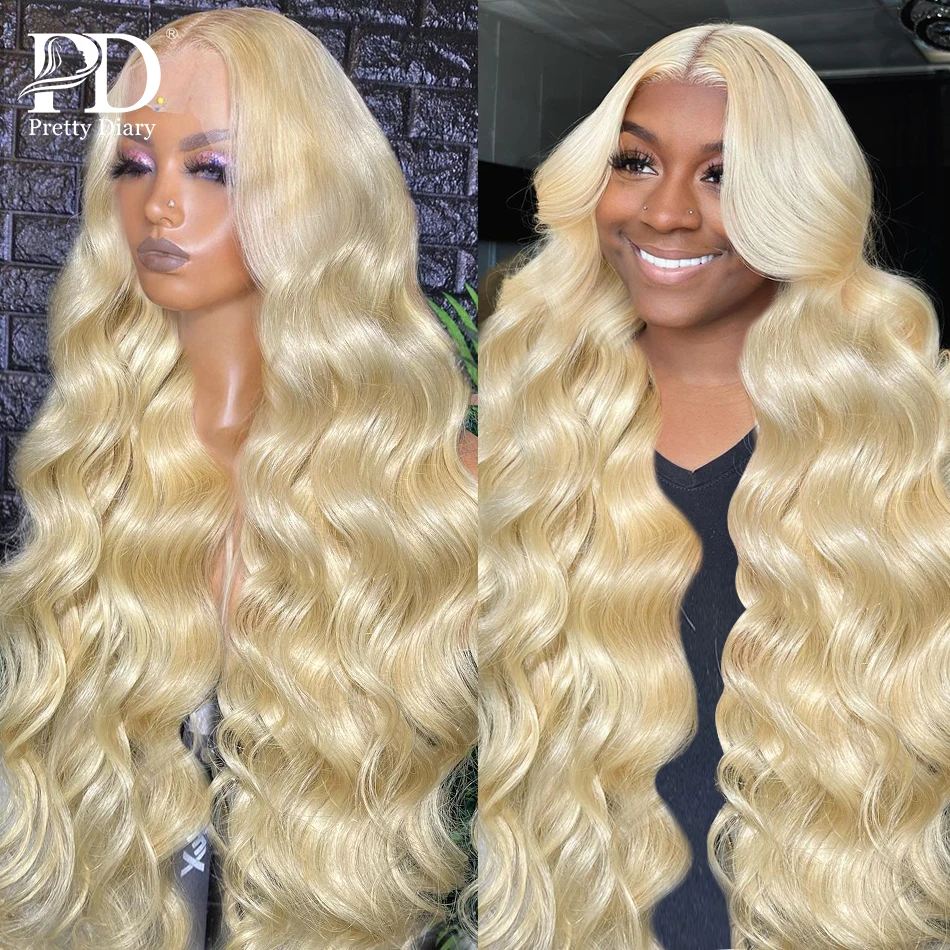 250% 613 Honey Blonde Wig  30 32 Inch HD Transparent Body Wave Lace Front Wig 13x4 Water Wave Frontal Human Hair Wig For Women