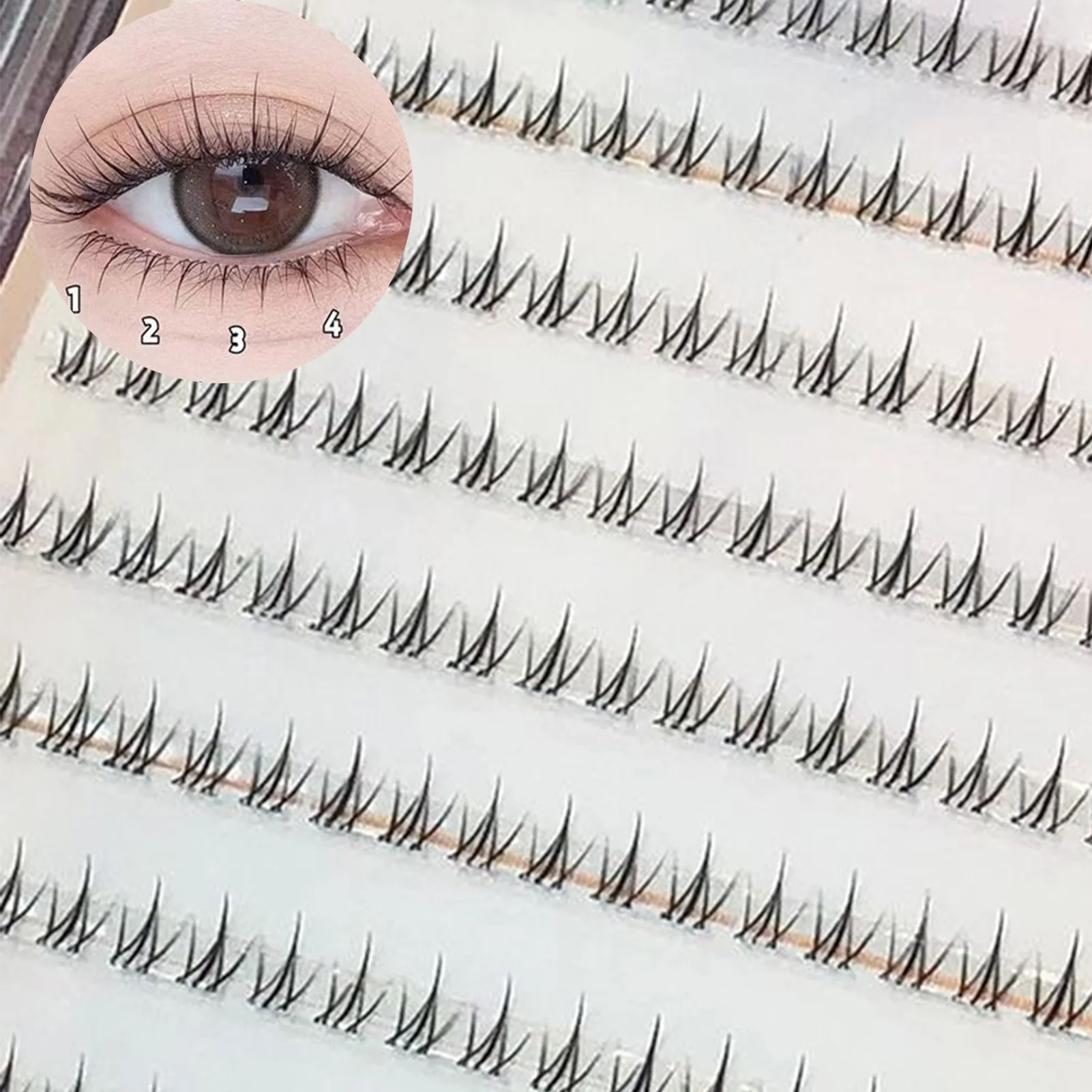 Sztuczne rzęsy w kształcie kociej łapki, z przezroczystym paskiem, segmentowe, do przedłużania rzęs, idealne na imprezy, kostiumy, cosplay i do codziennego makijażu.