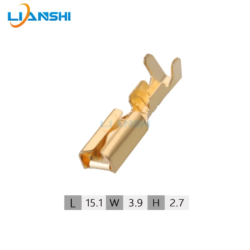 100pcs PP0102196 Connector terminal square spring/Electric vehicle terminal with hook and barbed brass DJ621-E2.8×0.5A