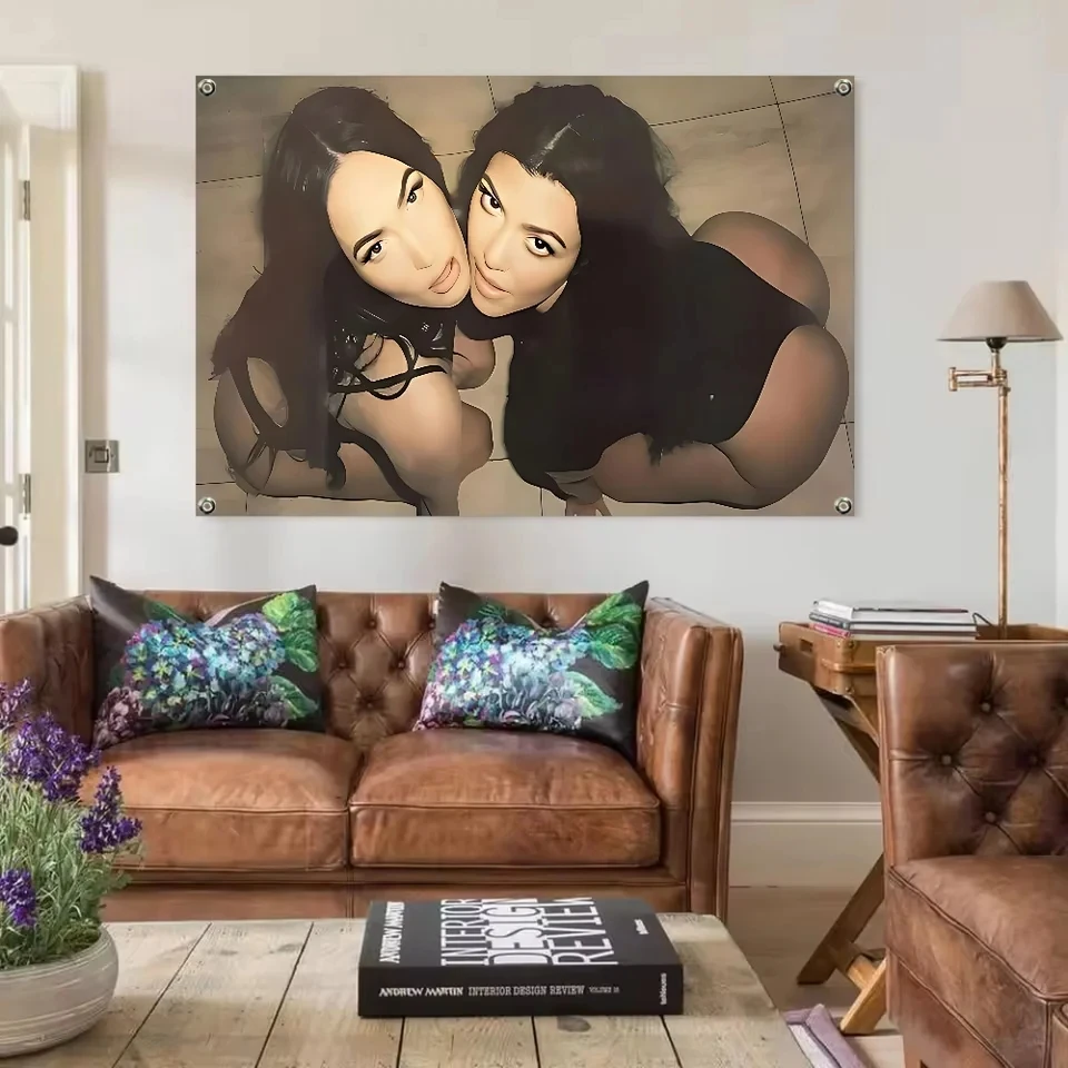 90x150cm Printed Bohemian Wall Tapestry | Megan Fox Art Room Decor for Bedroom Dorm with 4 Brass Grommets Wall Hanging
