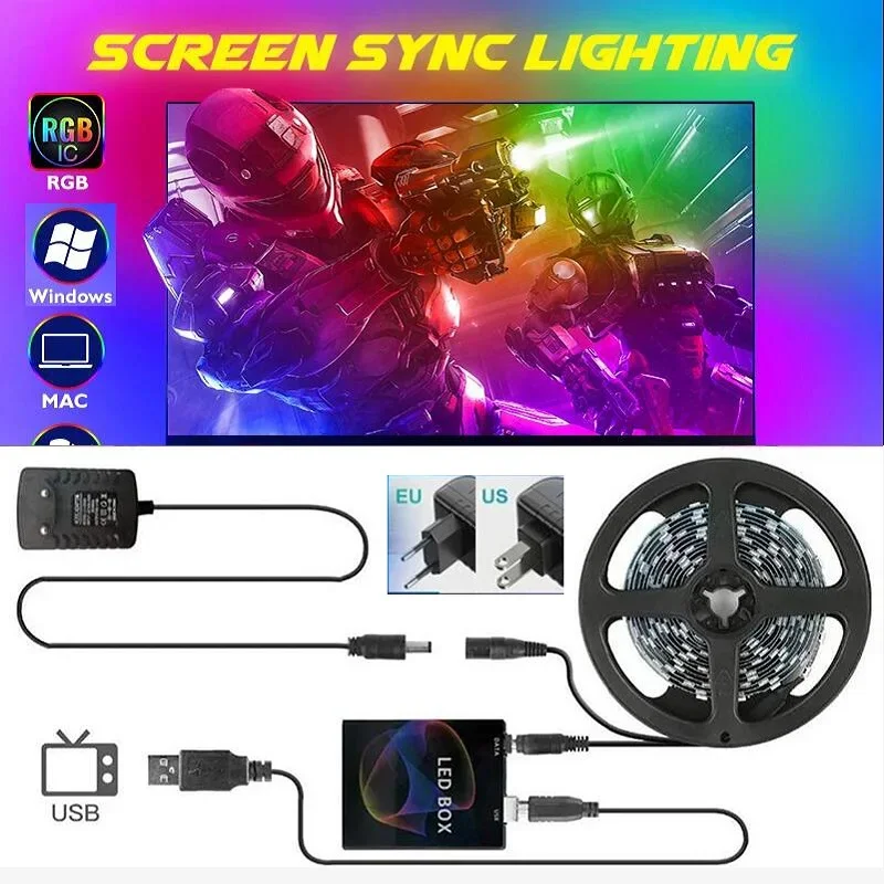 1-5M WS2812B RGBIC LED Strips Immersive PC Screen Background Light Strip Computer Monitor Dream Color Sync RGB Ambient Lamps Rgb