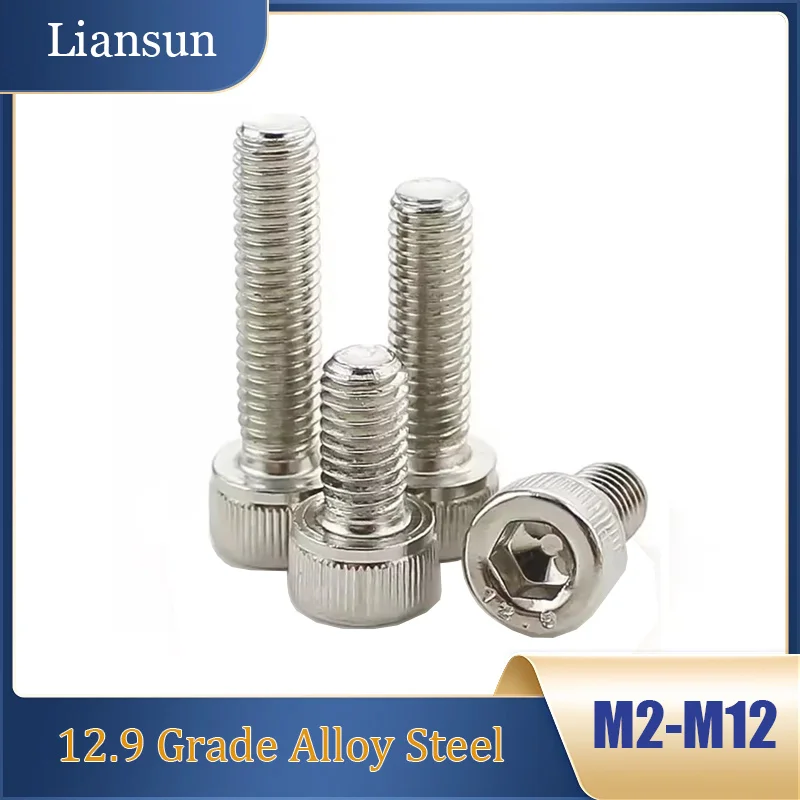 

5-50Pcs Hex Socket Head Cap Screws Nickel-plated M2 M2.5 M3 M4 M5 M6 M8 M10 M12 12.9 Grade Alloy Steel Length 3mm To 80mm