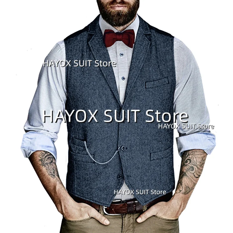 Veste de costume pour homme, coupe cintrée, simple boutonnage, revers, Style britannique, pour marié marié, vestes sans manches