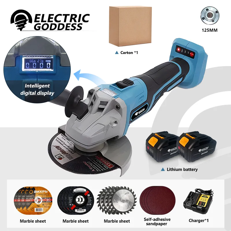 Electric Goddess Industrial Grade Brushless Intellight Digital Display Angle Grinder For Makita 18V Battery Cutting Power Tools