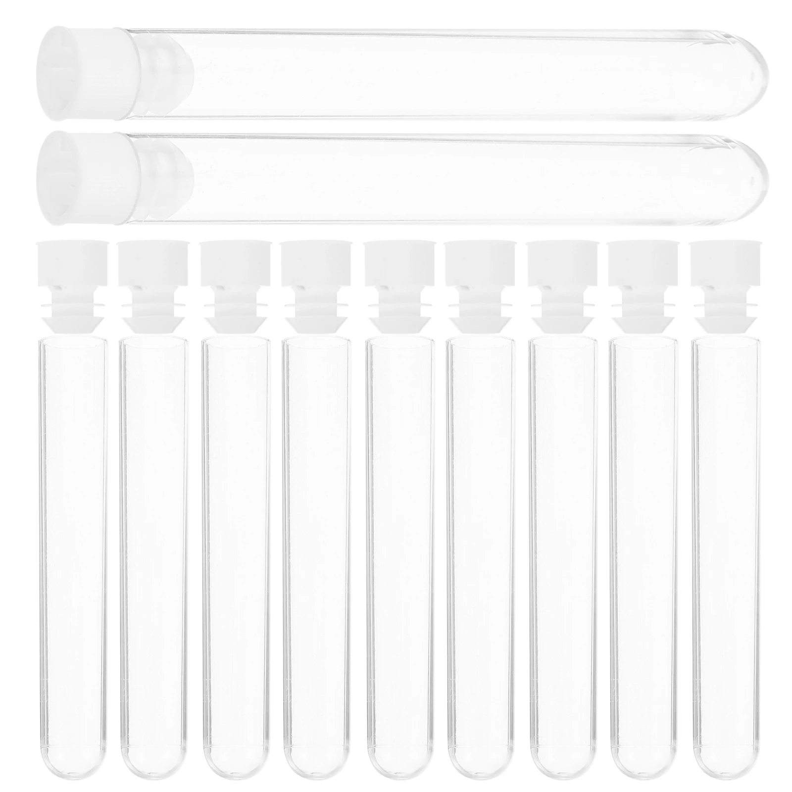 

50pcs 16X100Mm Clear Plastic Test Tube Premium Hard Shell Leak Proof Cap For Sample Lotion Gel Storage Portable Travel