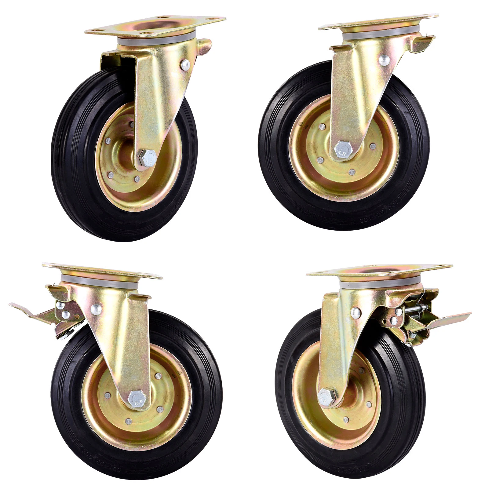 

Heavy Duty Caster Wheels, 8 Inch Industrial Casters, 2 Pieces Castor Wheels, 360 Degree Rotation, Heavy Duty Casters (with Brakes)