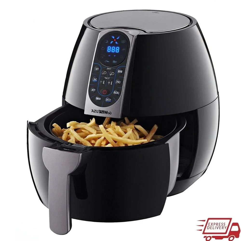 

Programmable Air Fryer 3.7QT with 8 Presets Healthy Cooking Rapid Air Technology Digital Screen Timer and Recipe Book