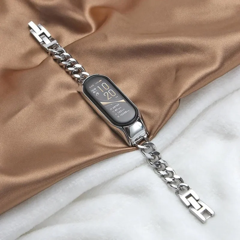 Fashion Slim metal strap for xiaomi band 7 6 5 Stainless steel strap Bracelet for Mi band 5 6 strap Replacement Watch Strap