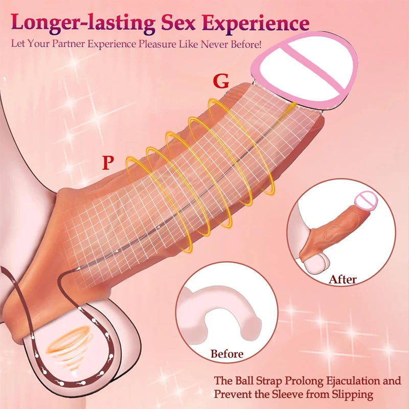 واقعية القضيب كم موسع خاتم الديك تأخير القذف أقوى سيليكون القضيب المكبر الأكمام مقاس لعبة الجنس للرجال #3