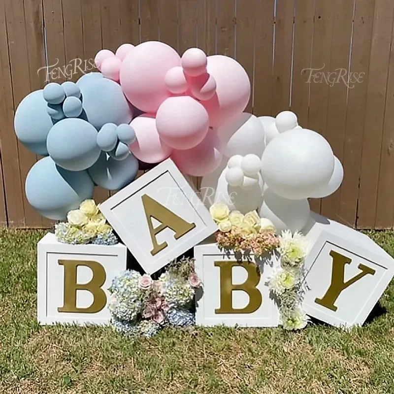 Staraise Custom Baby Name Balloon Box - Girl Boy Shower Decor, 1st Birthday Party Decor