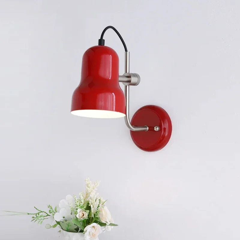 

Bauhaus Retro Wall Lamp Adjustable Angle Bedroom Bedside Lamp Study Reading Lamp Nordic Red Living Room Aisle Wall Light