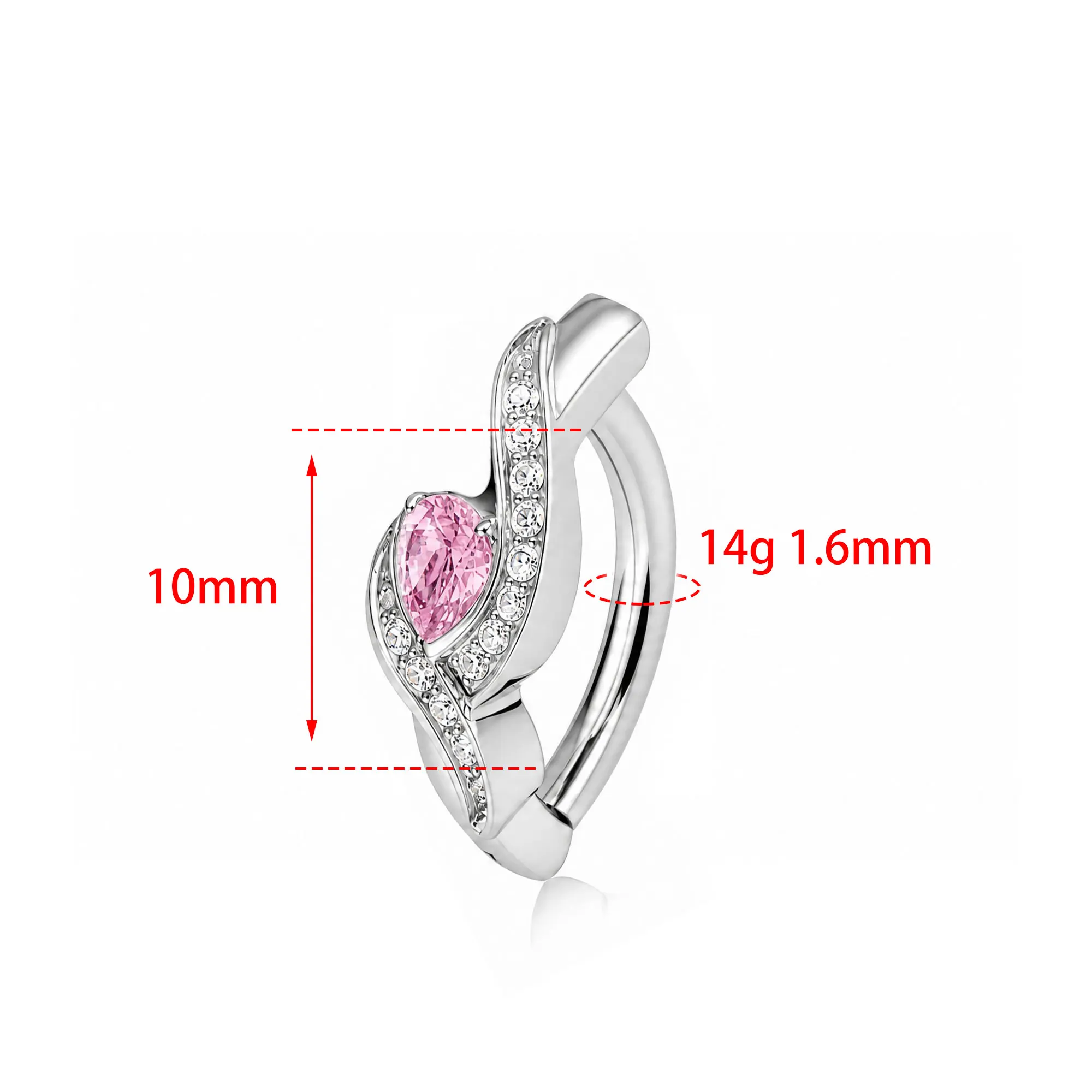 ZOOR ASTM F136 Titan 14G Klappbarer Clicker Bar Bauchpiercing mit Tropfen CZ Kurve Sexy Nabel 2026 Neue Barbell Ringe Schmuck – Detail 2