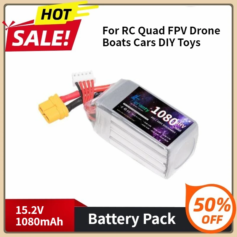 

HV Batteries Lipo Battery 80C with XT30 XT60 DEANS T Plug for RC Quad FPV Drone Boats Cars DIY Toys 15.2V 4S 1080mAh