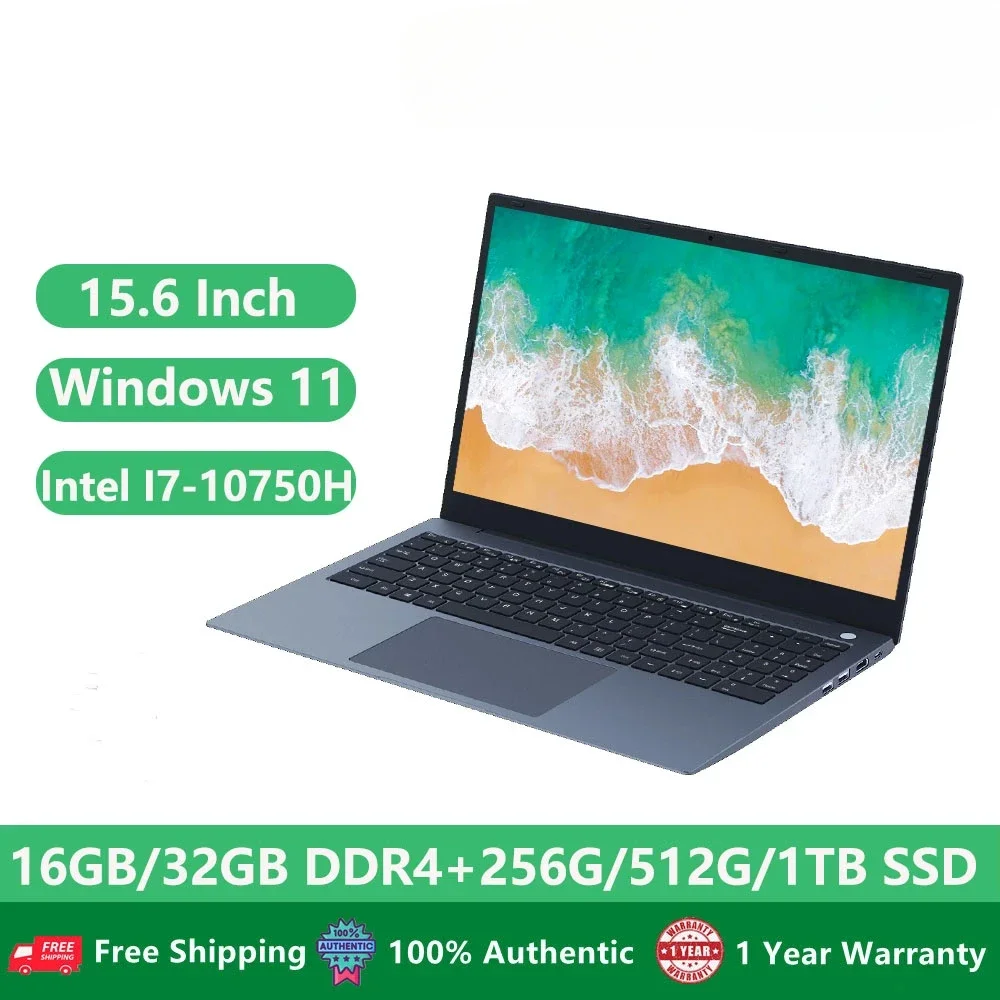 

2024 Gaming Laptops I7 Win11 Computer PC NoteBooks 10th Gen 15.6 inch Intel Core I7-10750H 32GB RAM 2TB SSD Camera Fingerprint