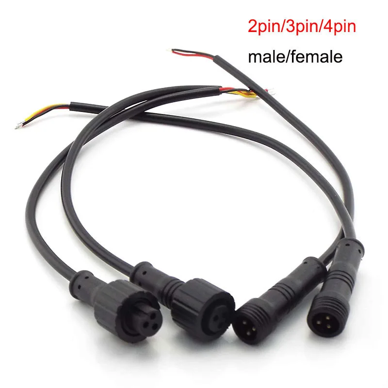 2 3 4 Pin IP65 Cable Wire Plug for LED Strips Male and Female Jack 20cm Lengh Connector Small Size Head 500V 3A P1