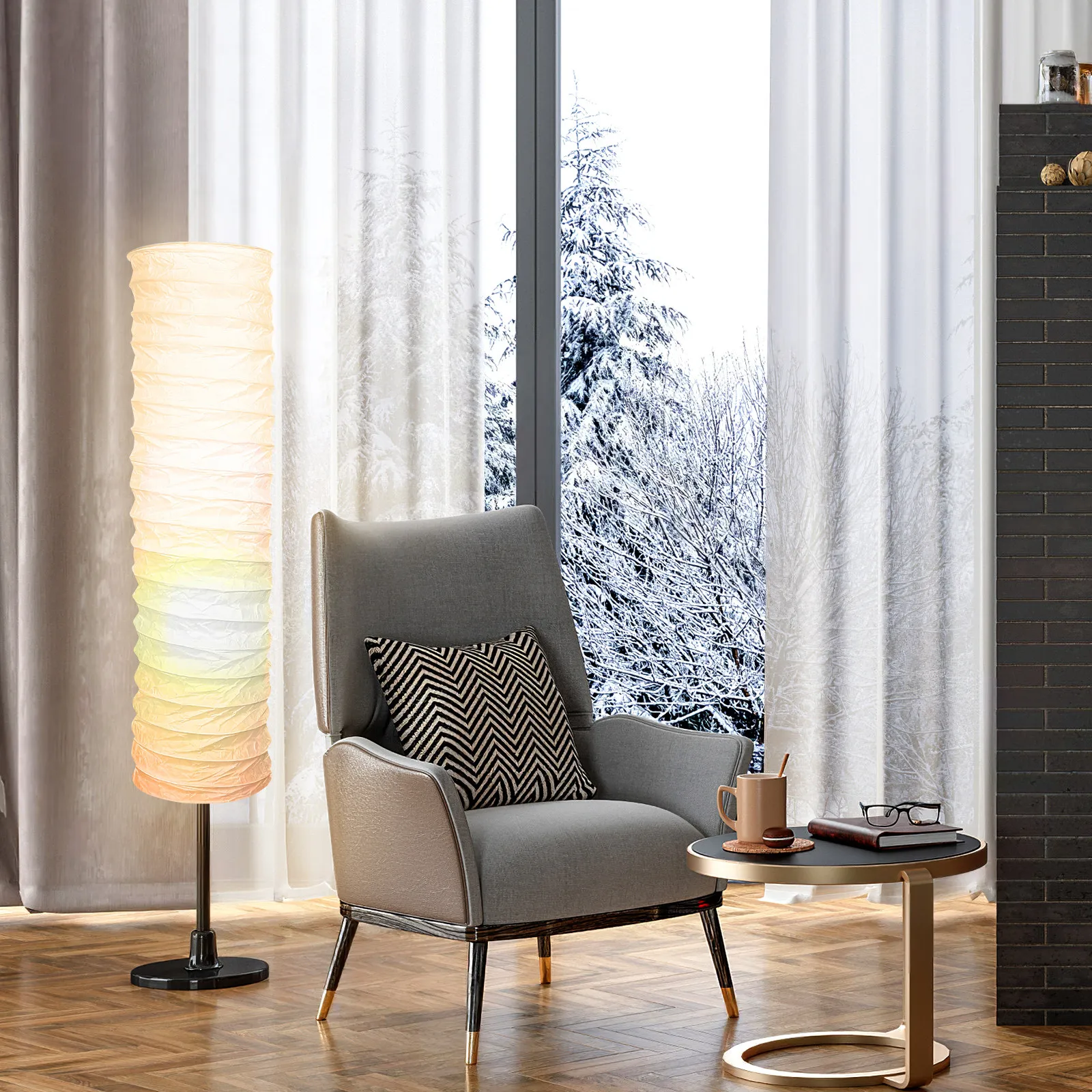 Paper Lamp Shade Replacement Cover for Floor Corner Tall Column Light Decorative Rice Lampshade Bedroom Living Room White Square
