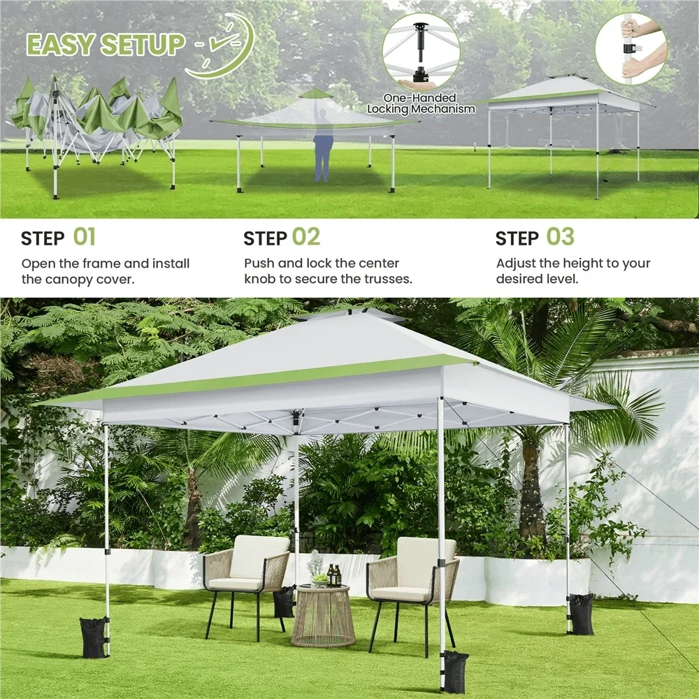 في الهواء الطلق المحمولة المنبثقة المظلة 13x13 قدم ارتفاع قابل للتعديل مقاومة الطقس الصلب المظلة مع المتداول حقيبة التخزين الأحداث #5