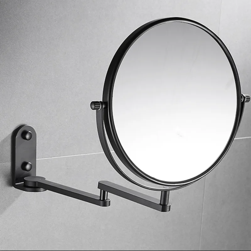 スペースアルミニウム伸縮式ブラックゴールド両面壁掛け化粧鏡浴室鏡女性カップルクリスマスギフト