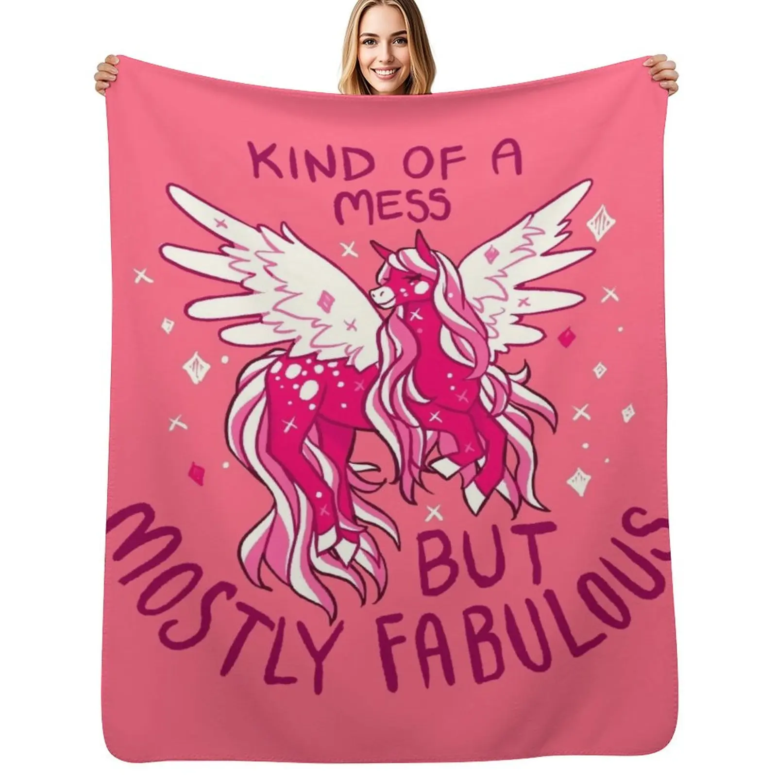 KIND OF A MESS Pegasus Throw Blanket Personalized Gift Hairys Luxury Designer Loose Luxury Brand Sofa Throw Blankets
