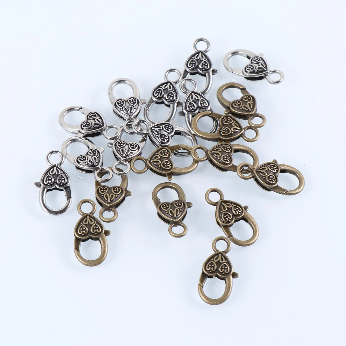 

20 шт. застежек-лобстеров в форме сердца из цинкового сплава, блестящие соединители для ювелирных изделий, набор для изготовления браслетов, ожерелий, ремонта и творчества