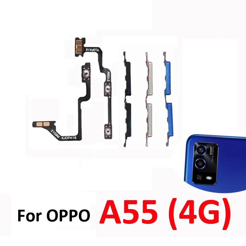 Para Oppo A55 4G CPH2325, Nuevo Botón Externo de Volumen Arriba/Abajo, Cable Flexible Interno, Repuestos, Negro, Azul, Plateado