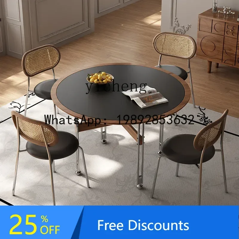 

B1 rock slab round dining table Chinese antique round table living room small apartment round dining table