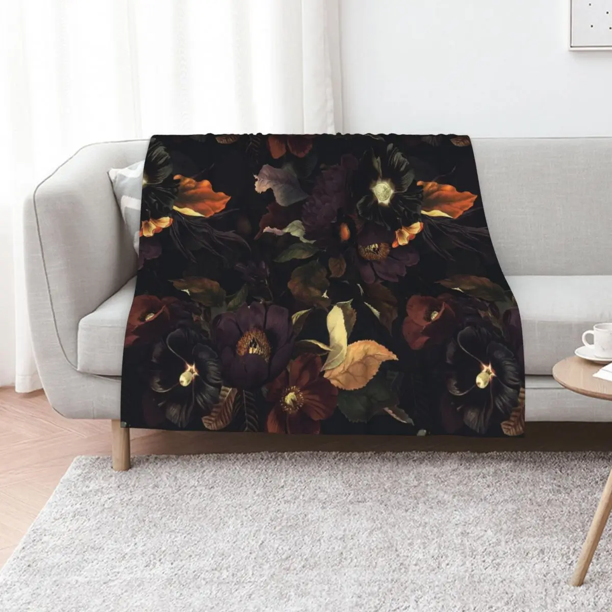 Mystical Botanical Night Garden Nightgarden Throw Blanket Luxury Custom Cute Plaid Thermals For Travel heavy to sleep Blankets