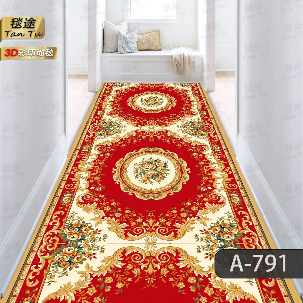 

Raditional Elegant Floral Lobby Carpet Long Area Rugs Stairway Hallway Corridor Aisle Party Wedding Runner Anti Slip Home Decor