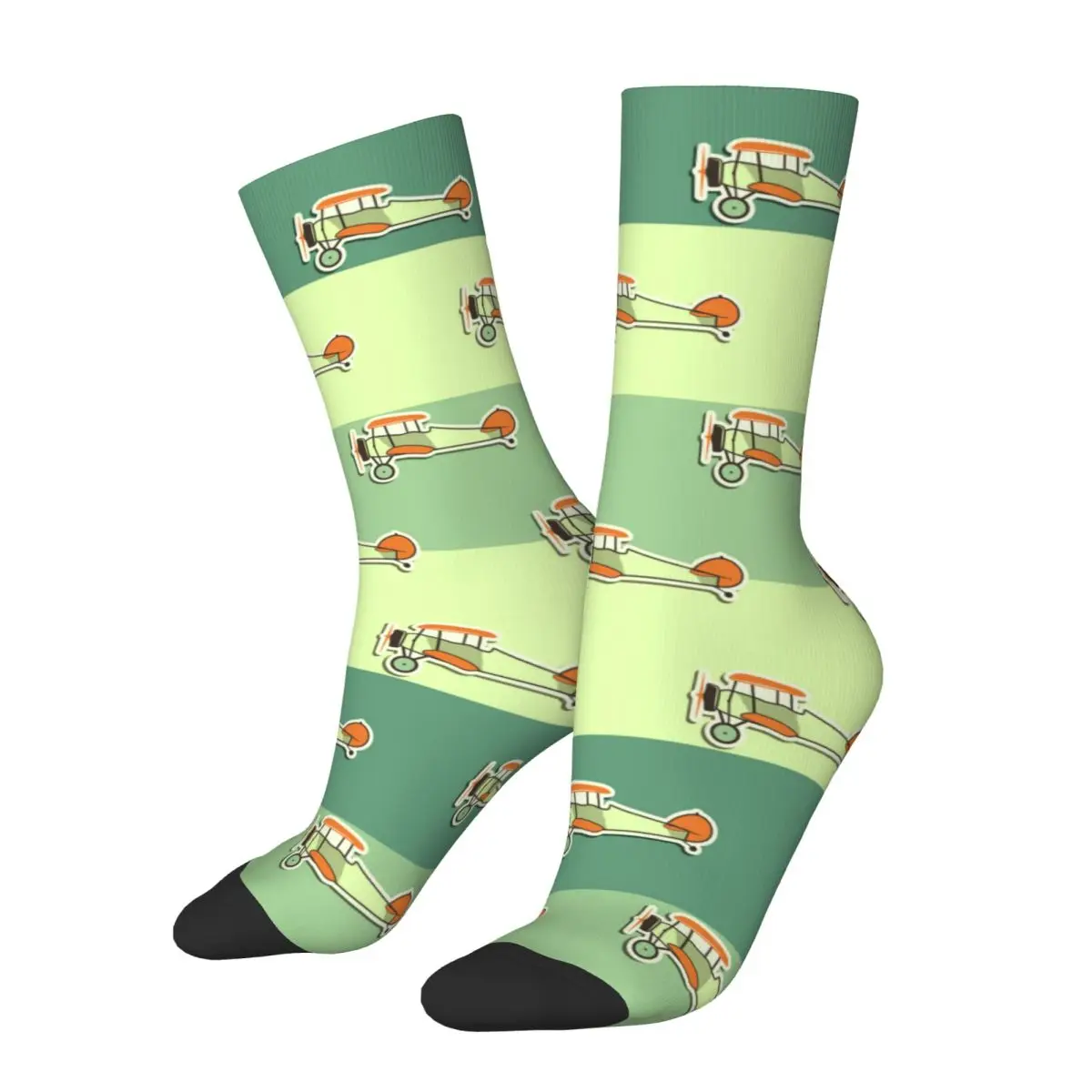 Happy Retro Cute Airplane Crazy Men's Socks Unisex Street Style Pattern Printed Novelty Crew Sock Boys Gift