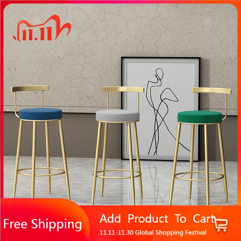 Design Nordic Bar Stools Modern Creative Relaxing Counter Living Room Aesthetic Bar Stools Back Taburete Alto Lounge Furniture