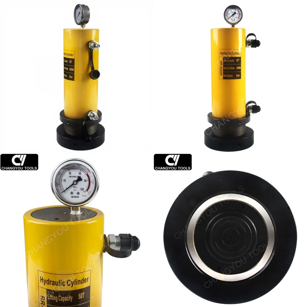 

TengFeiRR-50200 for Hydraulic Press Cylinder 50 Ton 200 mm Stroke Nut Industrial Heavy Manual Hydraulic Jack Cylinder for