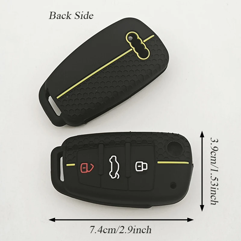 1個 シリコン製キーケースカバーシェル アウディ A4 B7 A6 C6 4F 8V A3 8P A1 A3 Q7 アクセサリー 車のリモートキーホルダー 3ボタン用