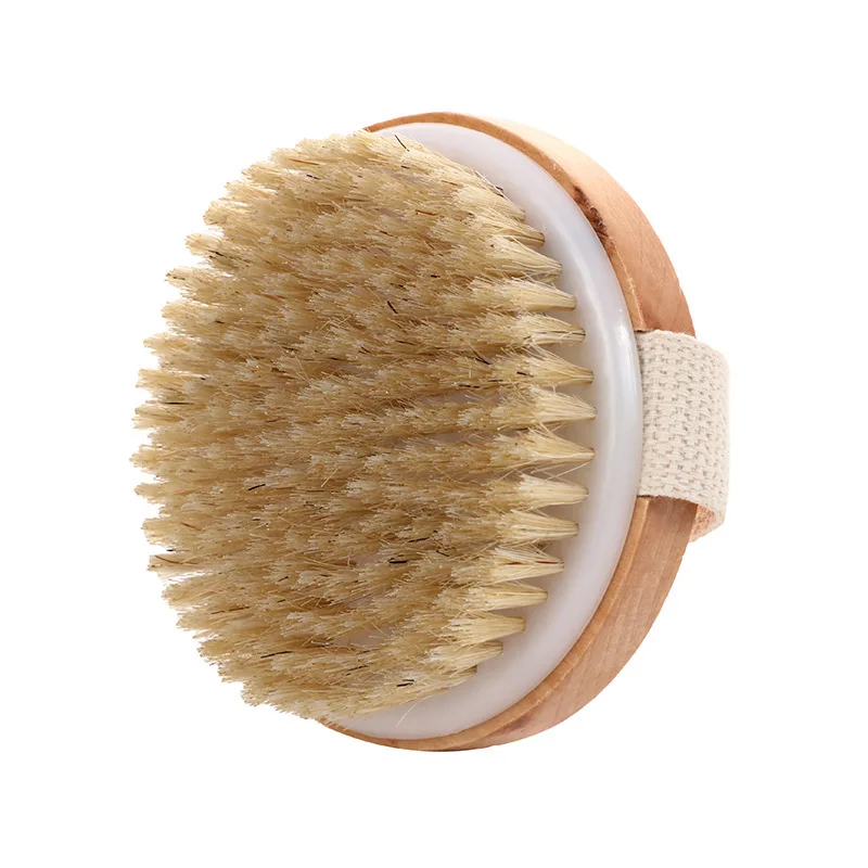 Natural Bristle Bath Brush Exfoliating Wooden Body SPA Skin Massage Brush Soft Wet Dry Shower Bathing Brush for Woman Man