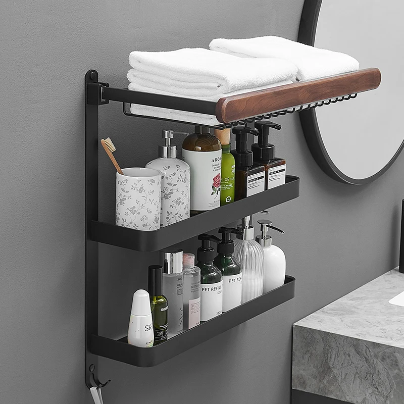 

Bathroom toilet shelf towel rack integrated without perforation wall