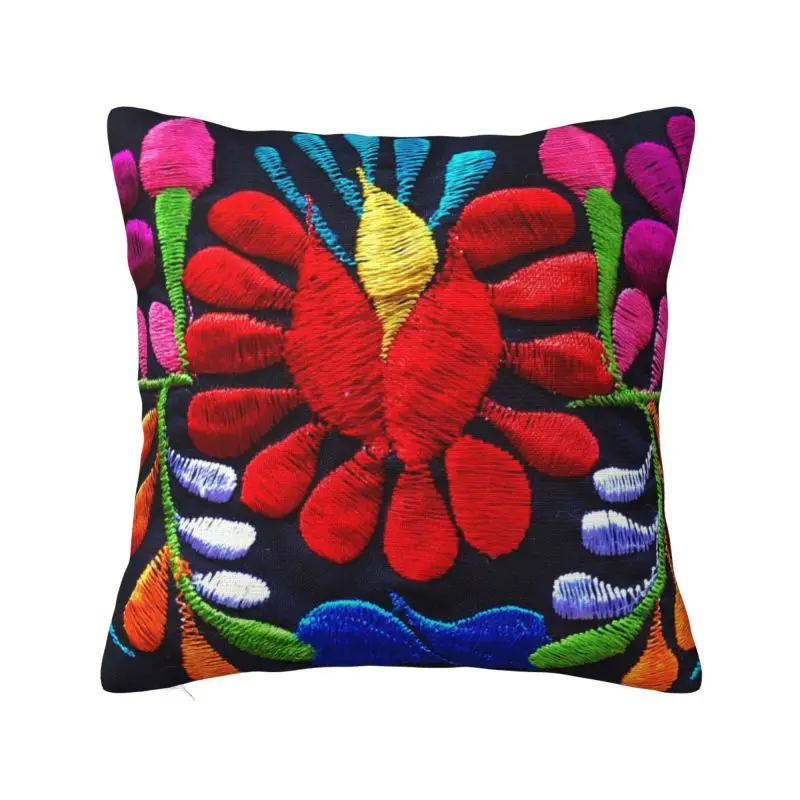 Mexican Fiesta Flowers Art Cushion Cover Soft Textile Embroidery Pillow Case for Sofa Car Square Pillowcase Home Decorative