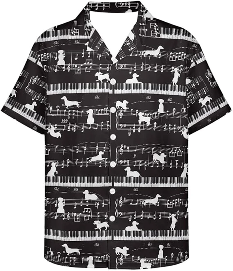 

Music Notes 3d Printed Shirt Men Clothes Casual Fashion Hawaiian Lapel Button Shirts Harajuku Street Trendy Y2k Unisex Blouse