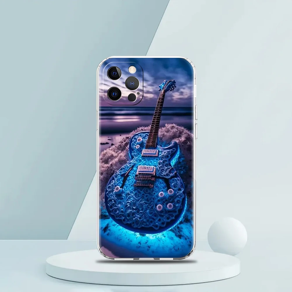 Guitar Music Art Phone Case for iPhone 16 15 14 13 12 Pro Max Transparent Soft for iPhone 11 Pro Max 7 8 Plus XS XR Shell Capas