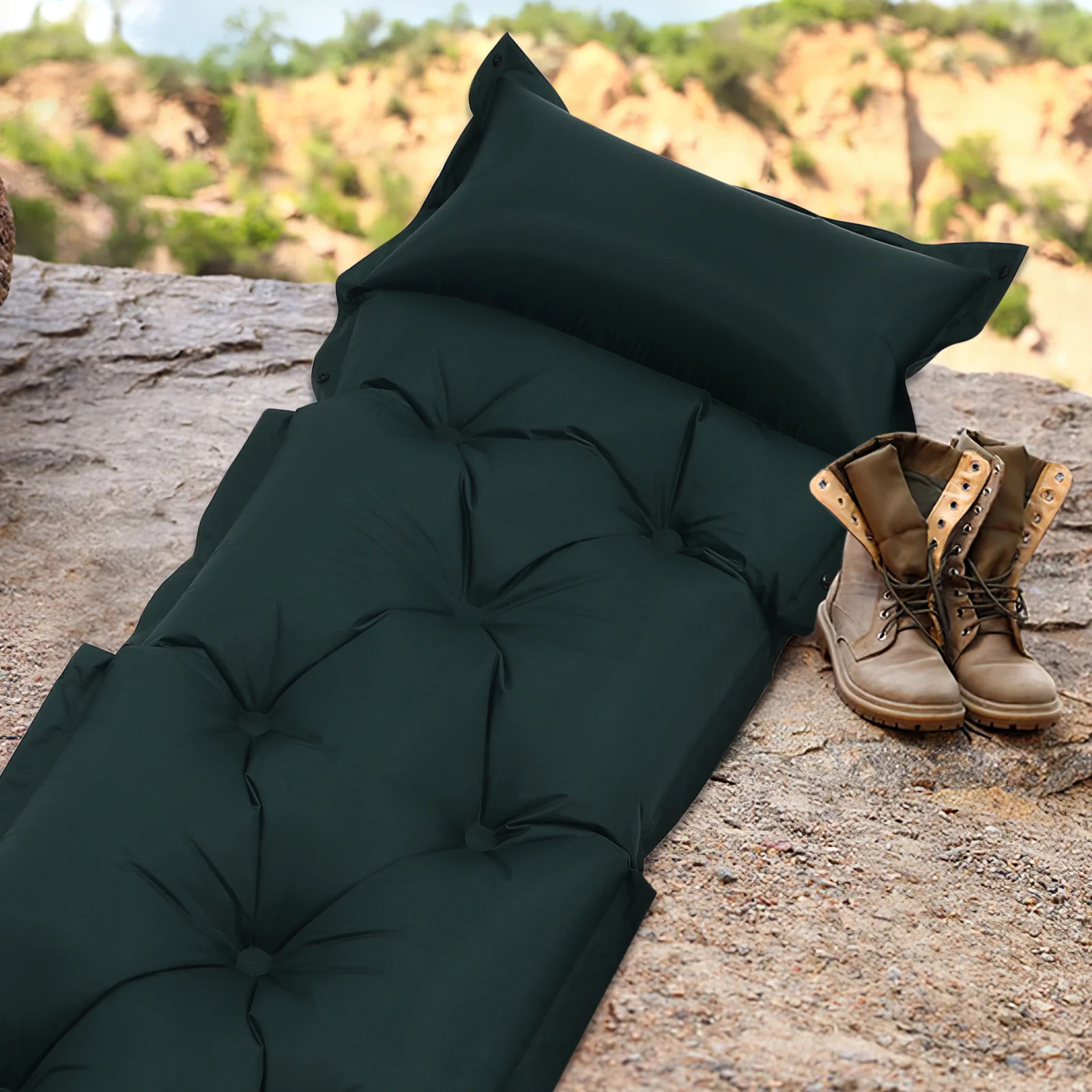 بساط نوم للتخييم ذاتي النفخ مقاس كبير، مرتبة هوائية خفيفة الوزن قابلة للنفخ مع وسادة قابلة للتعديل مريحة #6