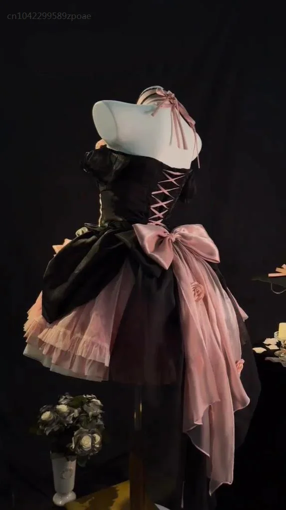 Japanese Victorian Gothic Black Rose Lolita Dress Flower Wedding Dress For Princess Holiday Party And Hot Princess Dress